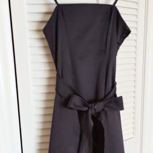 Black strapless dress with front-tying sash - Size 2